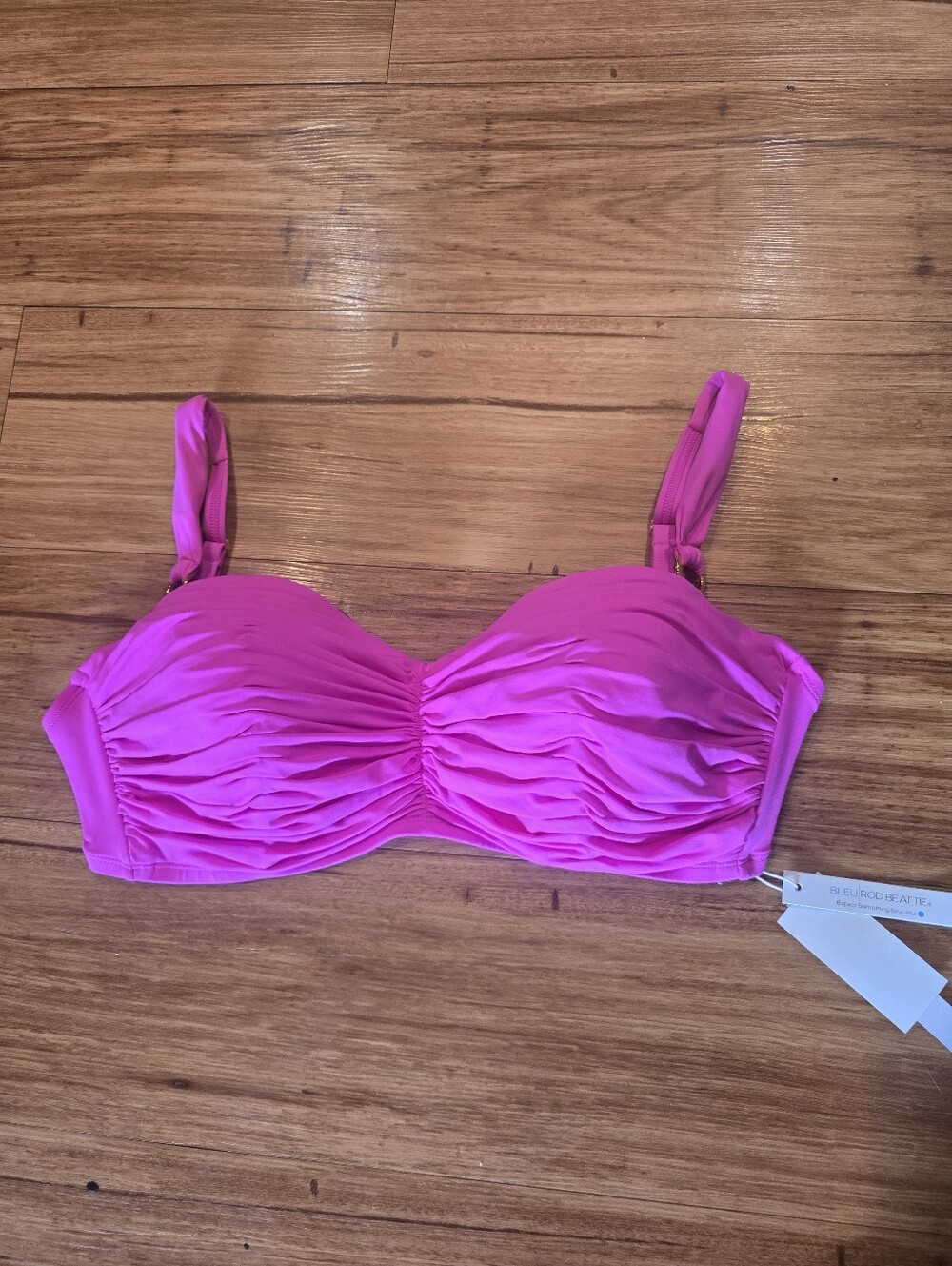 Bleu Rod Beattie Hot Pink Ruched Bikini Top 38DD NWT
